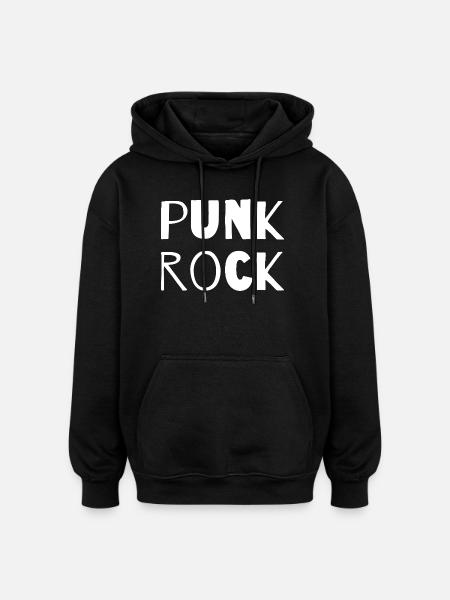 Punk Rock Bold Typography - Oversized Unisex Hoodie - black