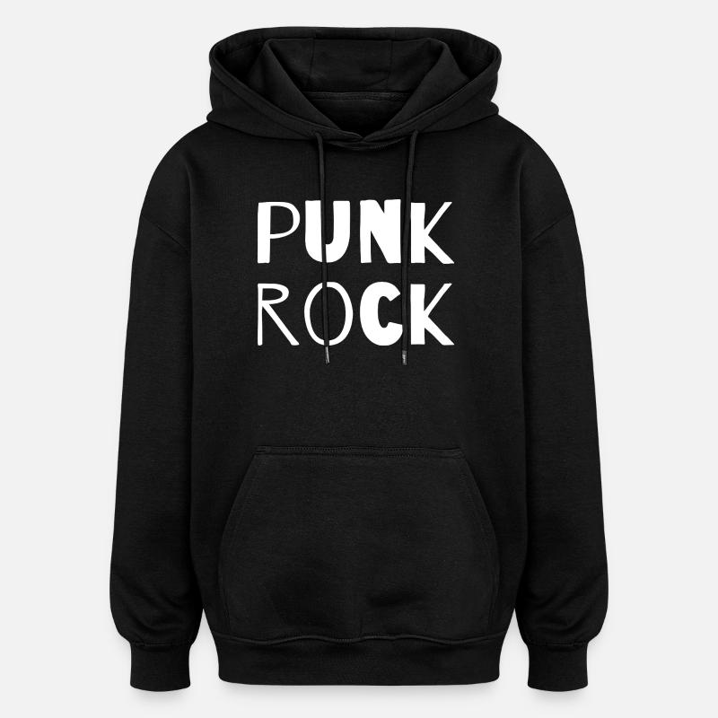 Typographie Punk Rock Bold - Sweat à capuche oversize unisexe - noir