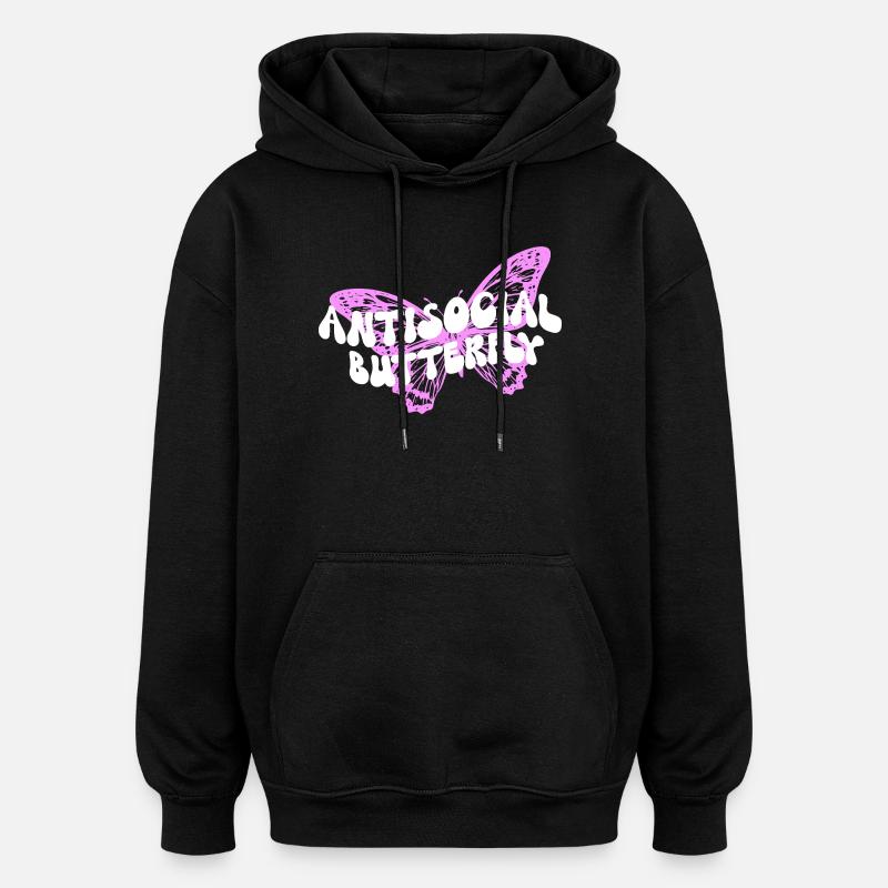 Graphique inspirant de fan papillon - Sweat à capuche oversize unisexe - noir