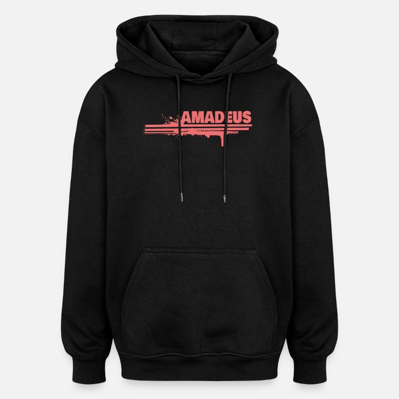 Amadeus Spritz-Schrift - Oversized Unisex Hoodie - Schwarz