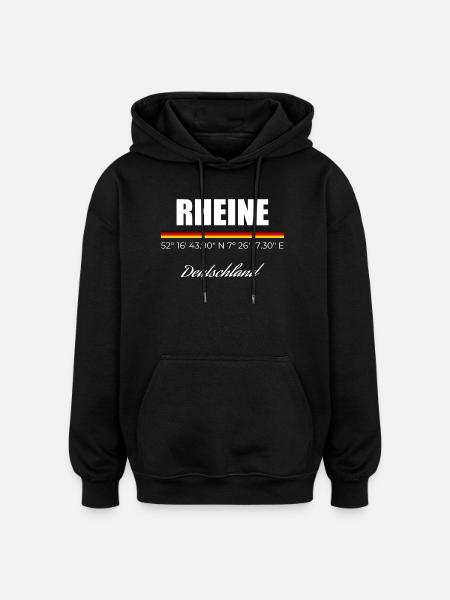 Rheine - Oversized Unisex Hoodie - Schwarz