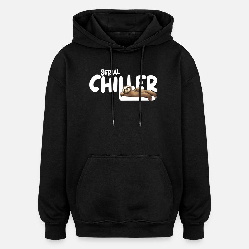 Faultier Serial Chiller – Lustiges Sloth Tee - Oversized Unisex Hoodie - Schwarz