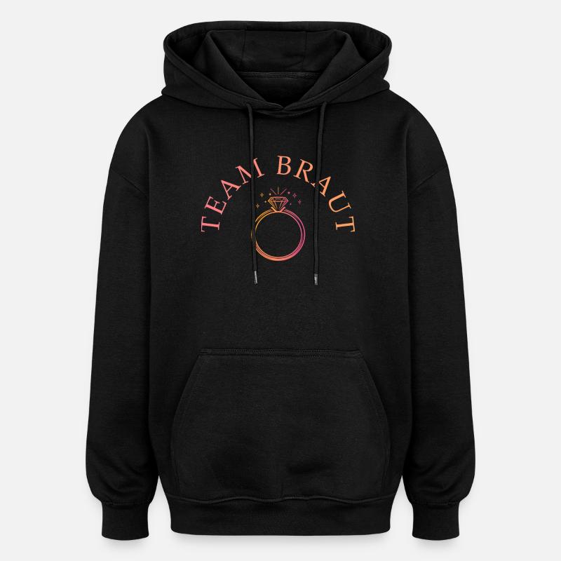Équipe Mariée - Bague - Personnalisable - Sweat à capuche oversize unisexe - noir