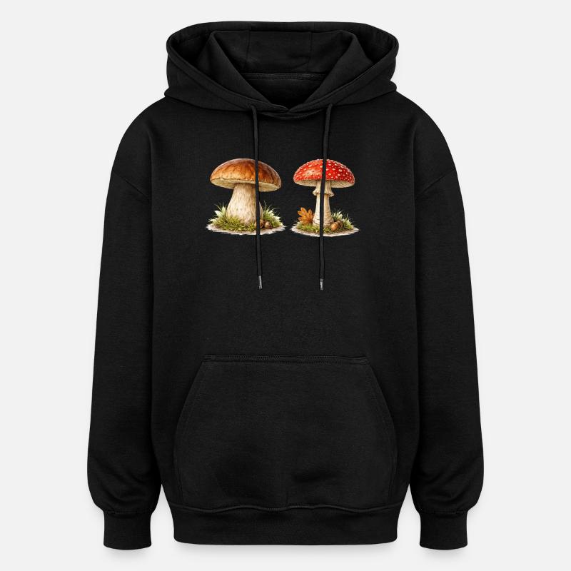 Waldpilze Pilze im Aquarellstil - Oversized Unisex Hoodie - Schwarz