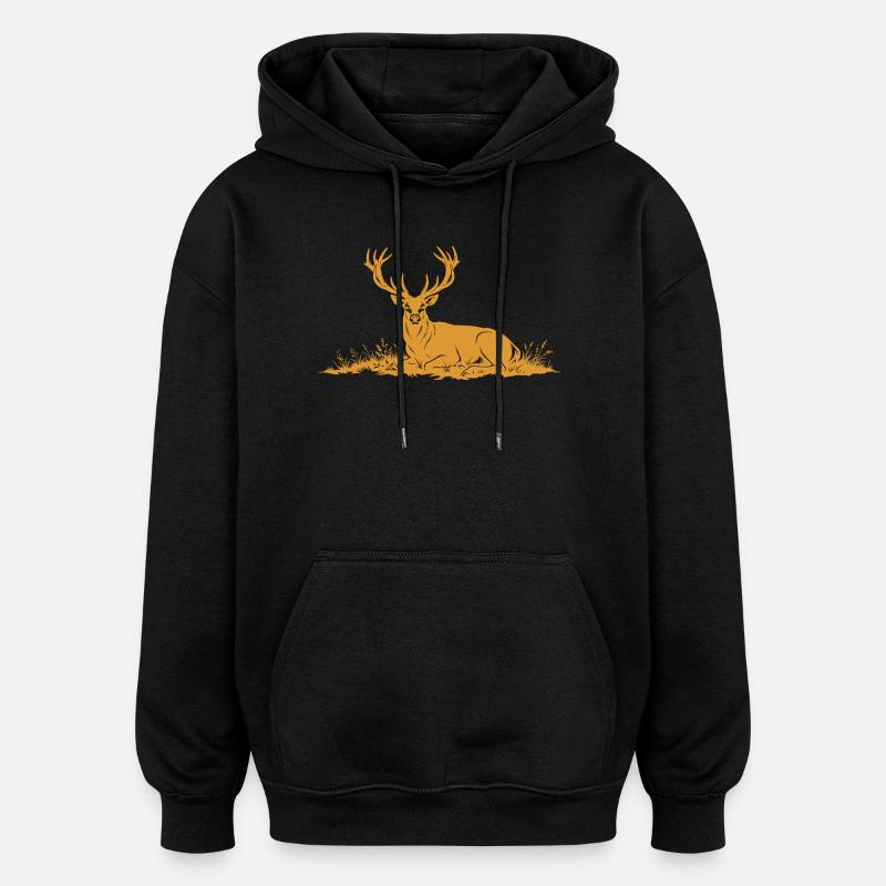 Ciervos - Sudadera con capucha oversize unisex - negro
