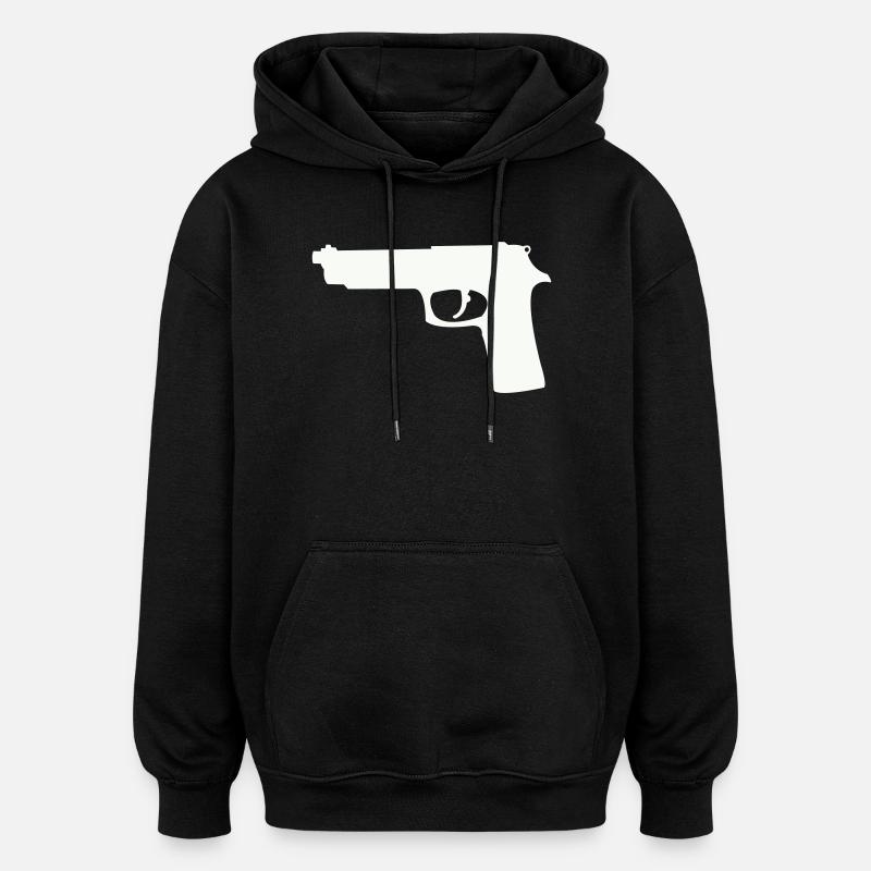 Pistol silhouette in contrast - Oversized Unisex Hoodie - black