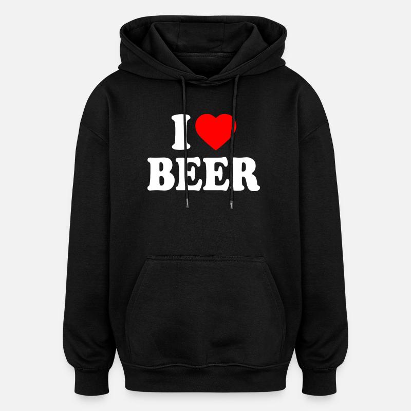J’adore la bière - Sweat à capuche oversize unisexe - noir