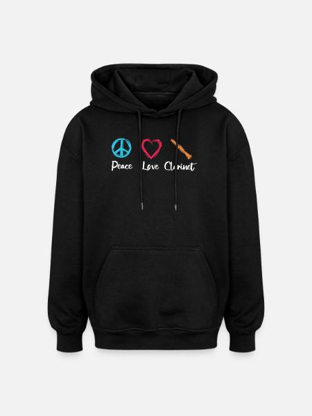 Peace Love Clarinet - Oversized Unisex Hoodie - black