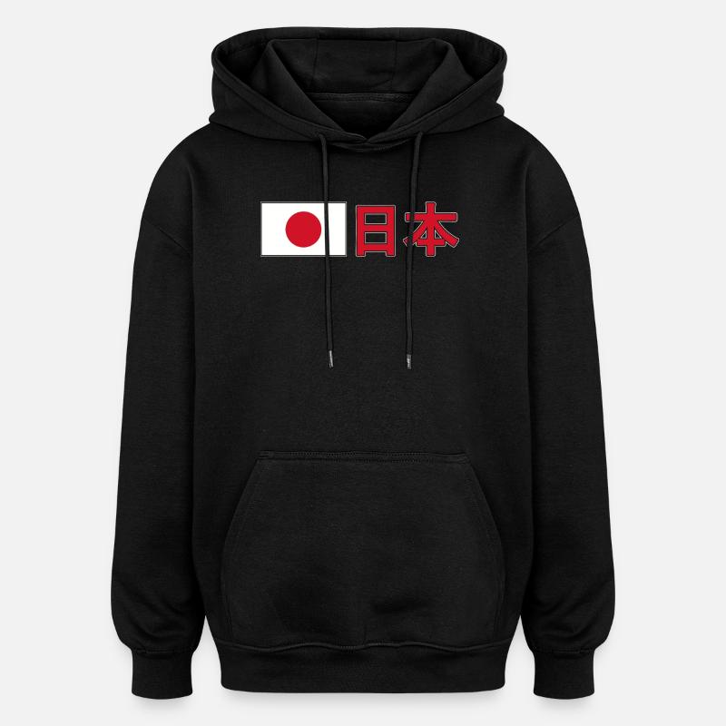 Drapeau et personnages - Sweat à capuche oversize unisexe - noir