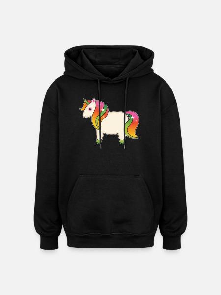 Rainbow Unicorn - Oversized Unisex Hoodie - black