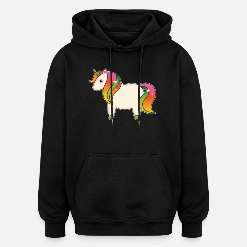 Cute Rainbow Unicorn - Oversized Unisex Hoodie - Schwarz