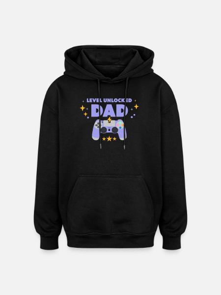 Level unlocked: Dad - Oversized Unisex Hoodie - black
