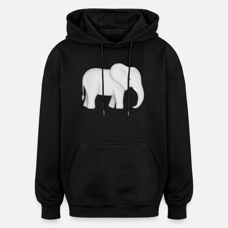 Dessin de l’éléphant blanc - Sweat à capuche oversize unisexe - noir