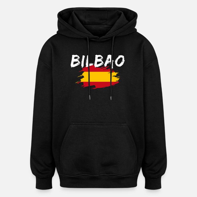 Bilbao, Espagne - Sweat à capuche oversize unisexe - noir