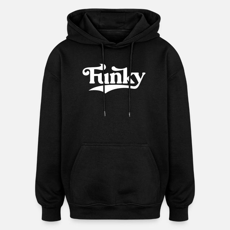 Funky Retro Script Logo - Felpa con cappuccio unisex oversize - nero