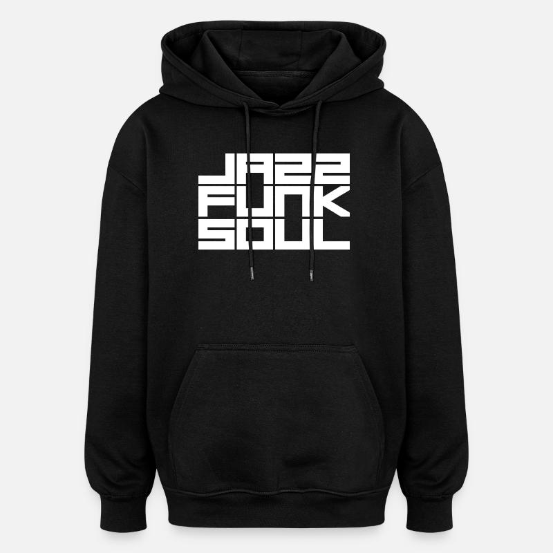 Monochrome Grid Geometric Pattern - Oversized Unisex Hoodie - black