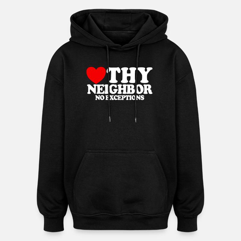 Aimez votre prochain – sans exception. Christian - Sweat à capuche oversize unisexe - noir