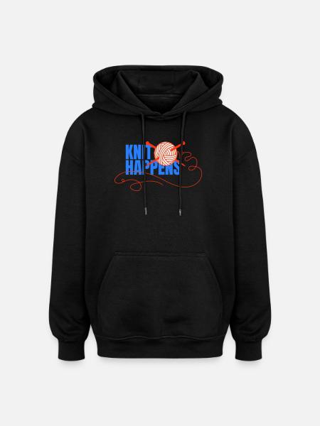 Knit Happens Logo Knit Design - Oversized Unisex Hoodie - black