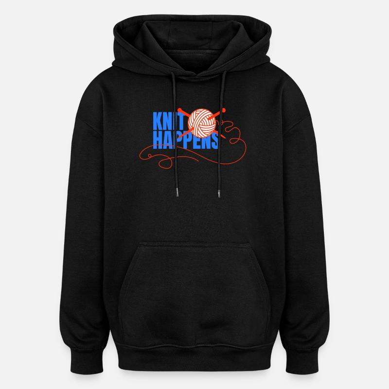 Logo Knit Happens Conception tricotée - Sweat à capuche oversize unisexe - noir