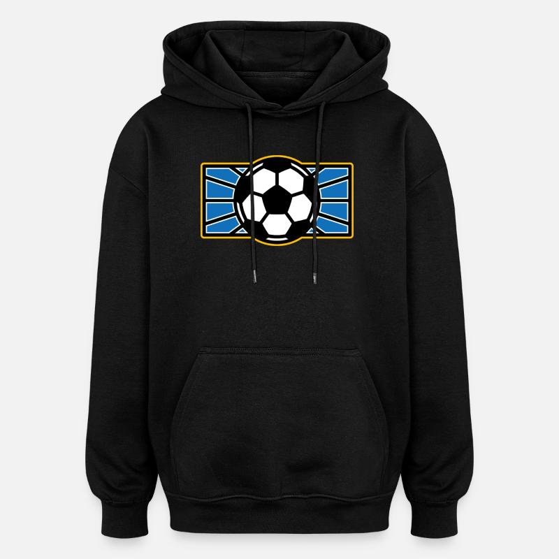 Retro Soccer Crest: Blue Radiant Rays - Oversized Unisex Hoodie - black