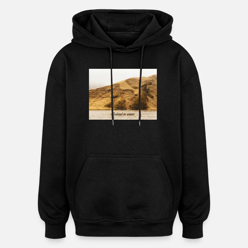 L’Islande en hiver - Sweat à capuche oversize unisexe - noir