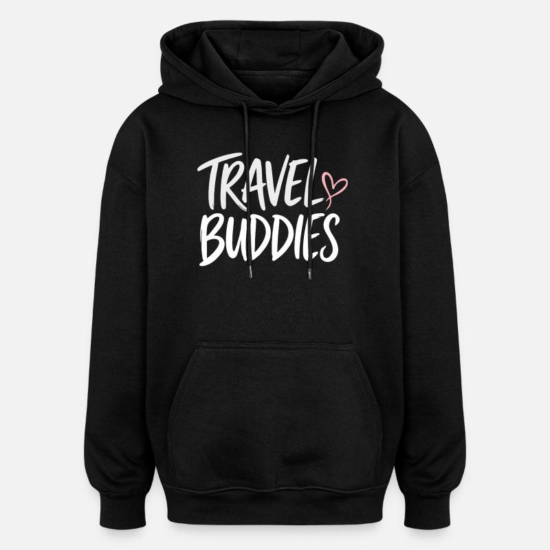 Reisefreunde Herzdesign - Oversized Unisex Hoodie - Schwarz