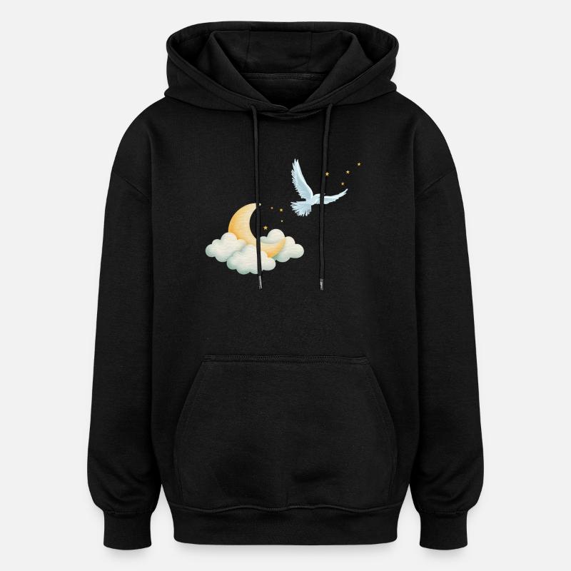 Vol vers la Lune - Sweat à capuche oversize unisexe - noir