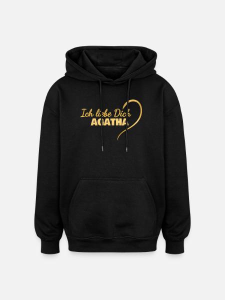 Agatha als Herz - Oversized Unisex Hoodie - Schwarz
