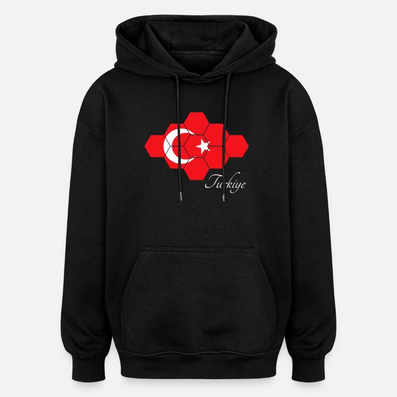 Art hexagonal du drapeau turc - Sweat à capuche oversize unisexe - noir