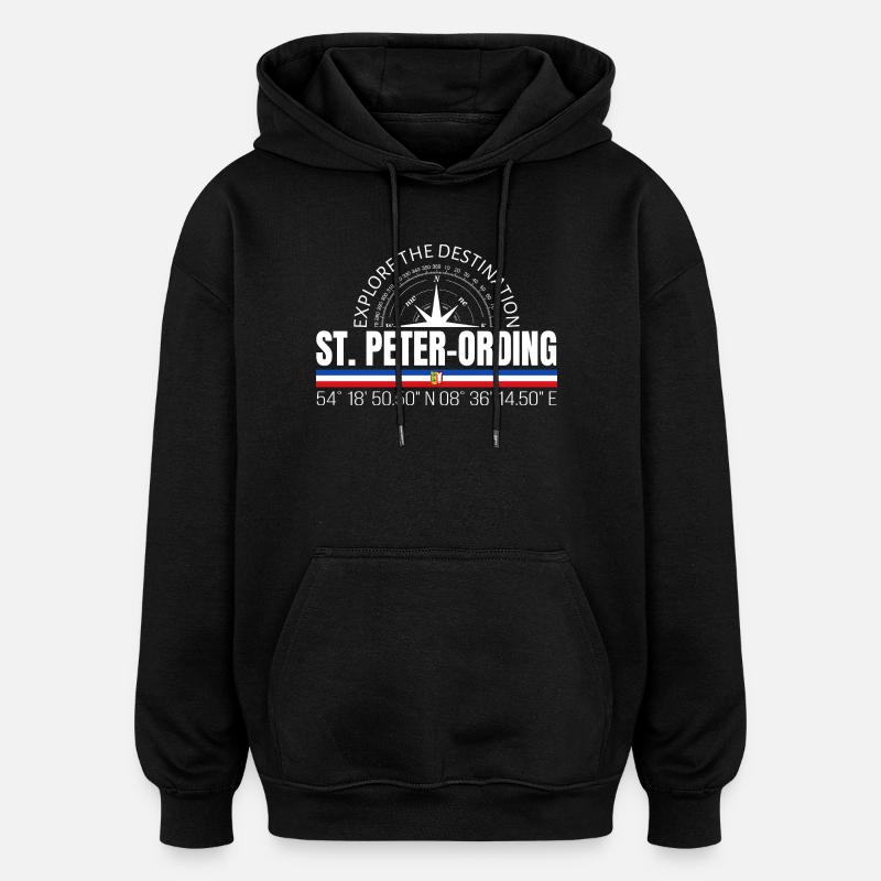 Saint-Pierre-Ording - Sweat à capuche oversize unisexe - noir