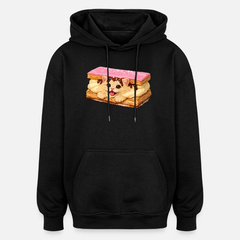 Chat à Tompouce - Sweat à capuche oversize unisexe - noir