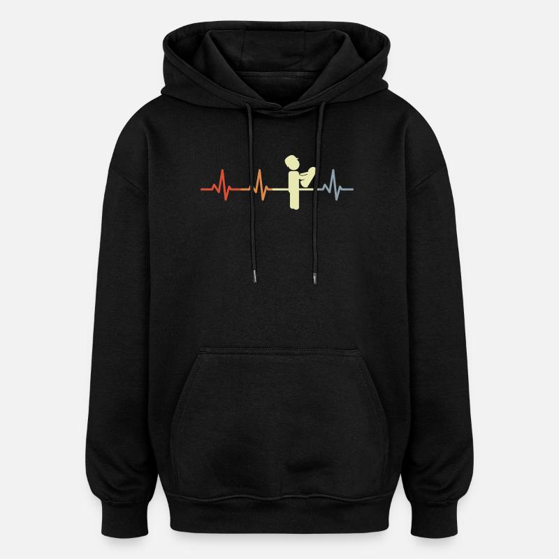 Architecte rétro Heartbeat - Sweat à capuche oversize unisexe - noir