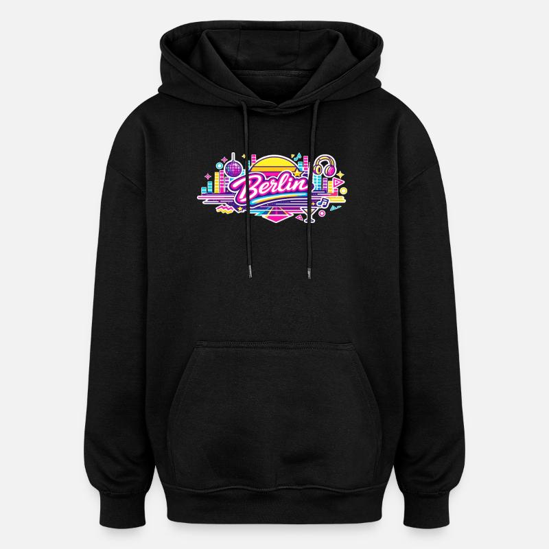 Berlin - Sweat à capuche oversize unisexe - noir