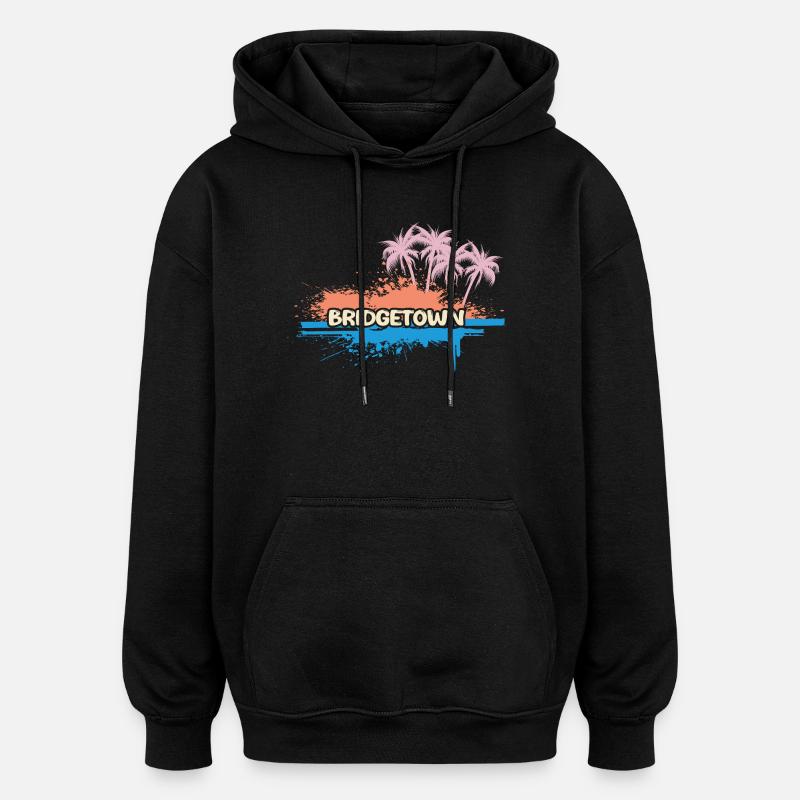 Palm trees Bridgetown - Oversized Unisex Hoodie - black