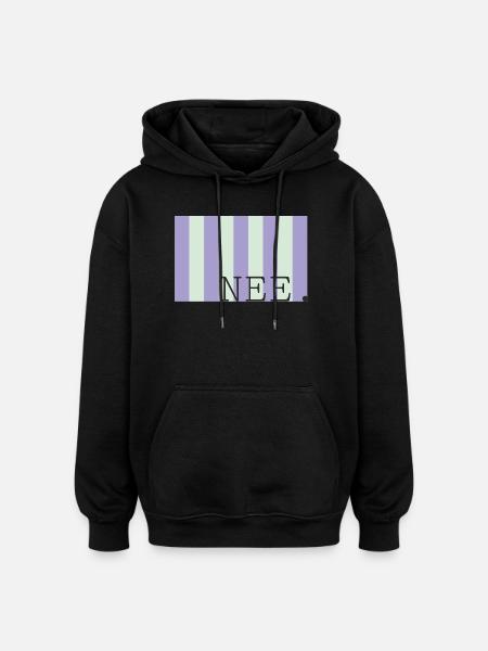 Nee Pastellstreifen Schrift - Oversized Unisex Hoodie - Schwarz