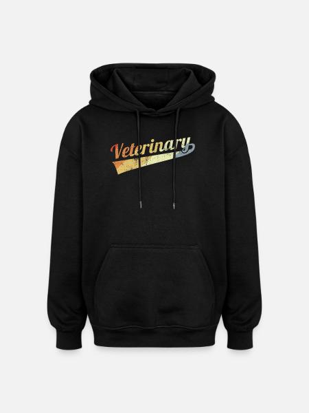 Tierarzt Retro Farbverlauf Logo - Oversized Unisex Hoodie - Schwarz