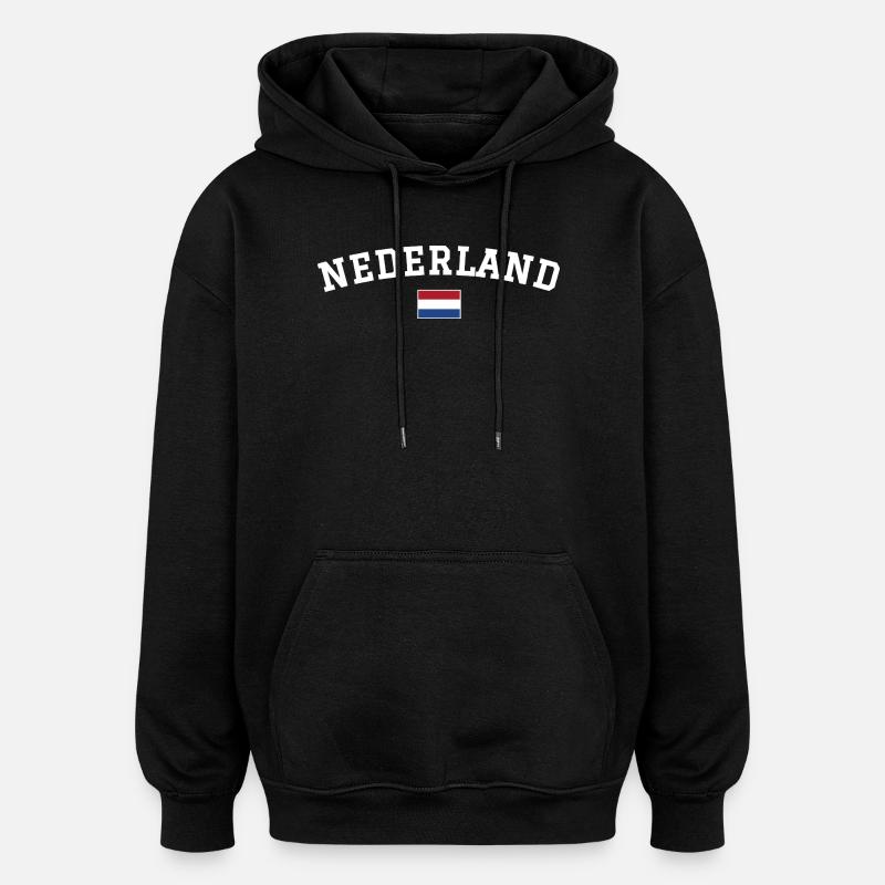 Drapeau des Pays-Bas Blanc - Sweat à capuche oversize unisexe - noir