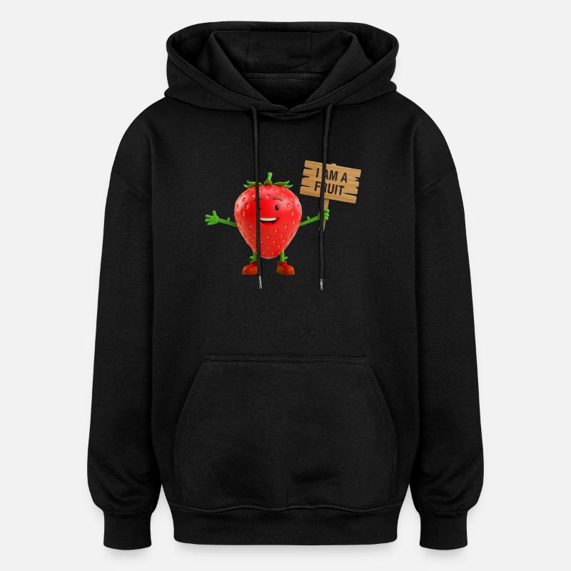 Erdbeere mit einem Schild - Oversized Unisex Hoodie - Schwarz