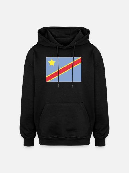Drapeau du Congo - Sweat à capuche oversize unisexe - noir
