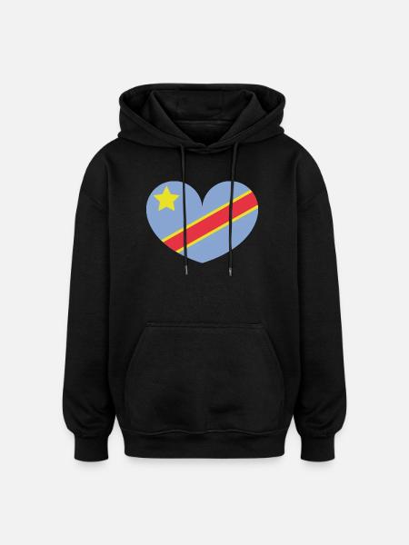 Congo heart flag - Oversized Unisex Hoodie - black