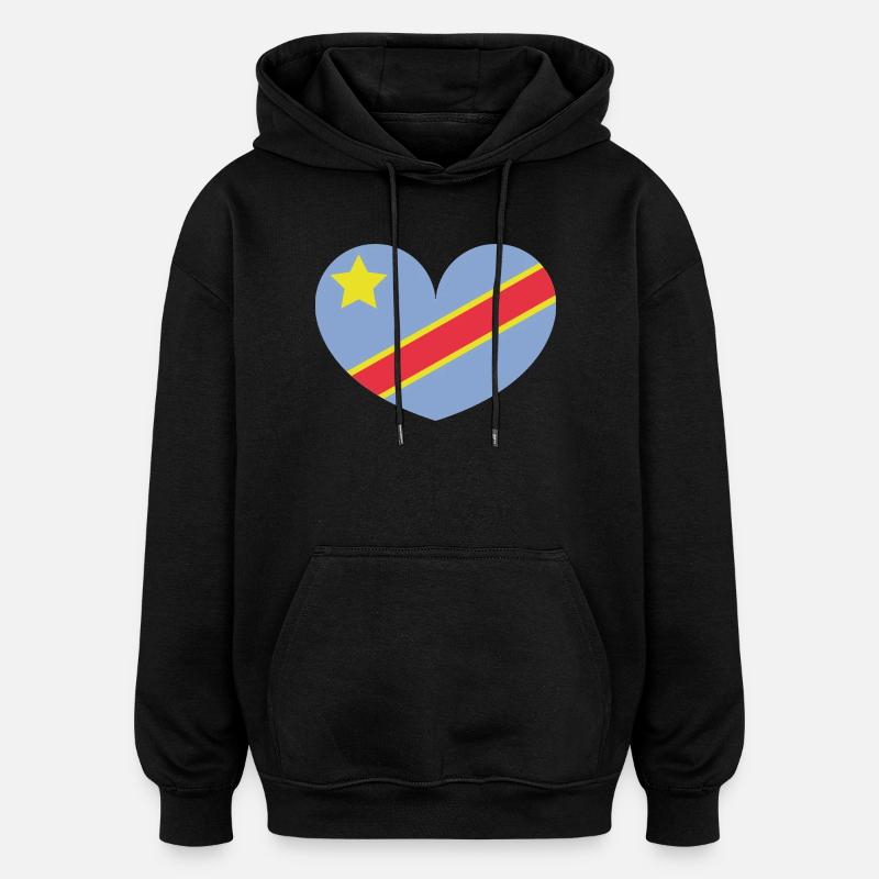 Congo heart flag - Oversized Unisex Hoodie - black