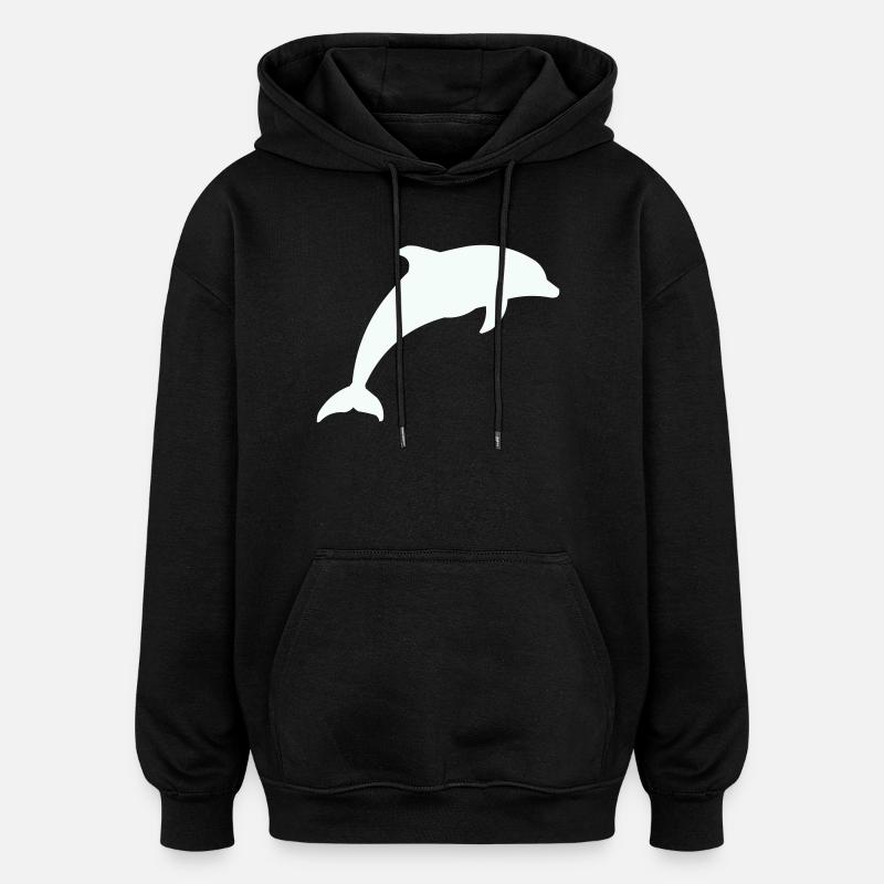 Silhouette de dauphin lumineux - Sweat à capuche oversize unisexe - noir
