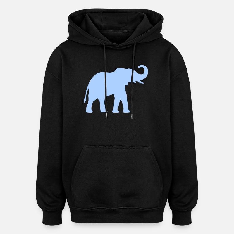Contour de l’éléphant bleu - Sweat à capuche oversize unisexe - noir