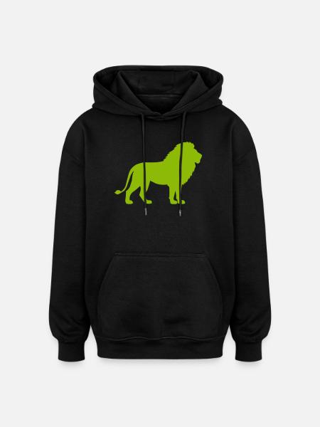 Lion Silhouette Neon Green - Oversized Unisex Hoodie - black