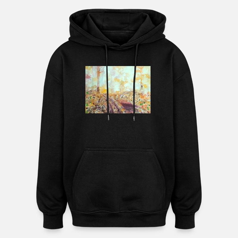 Wald-Aquarelllandschaft im Herbst - Oversized Unisex Hoodie - Schwarz