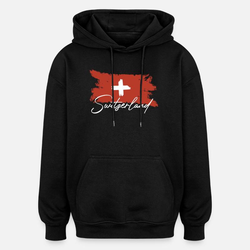 Drapeau suisse - Sweat à capuche oversize unisexe - noir