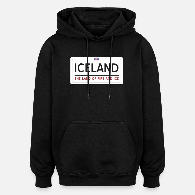 Iceland sign - Oversized Unisex Hoodie - black