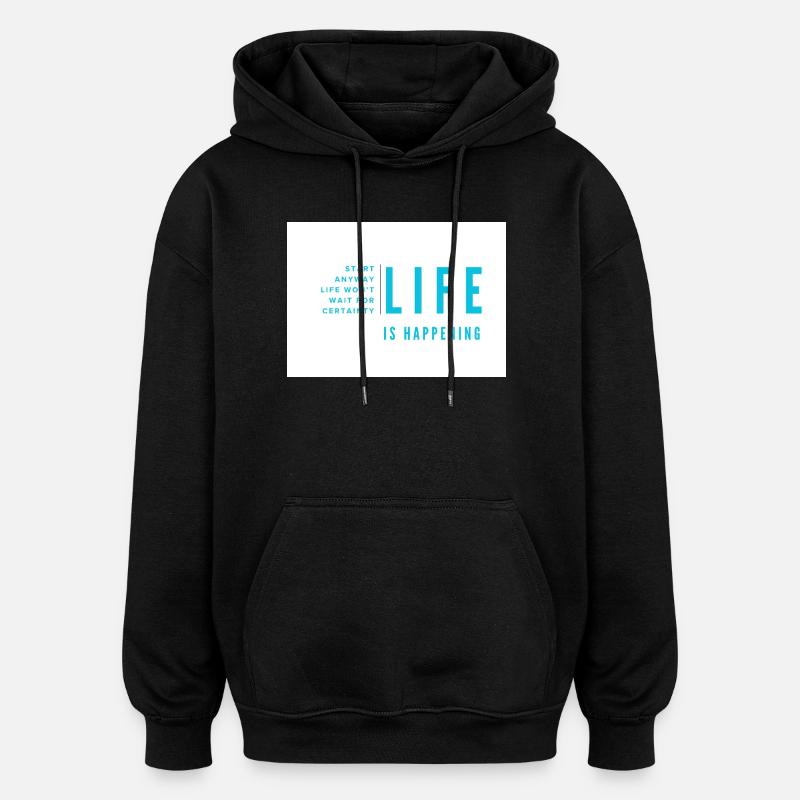 La vie se passe - Sweat à capuche oversize unisexe - noir
