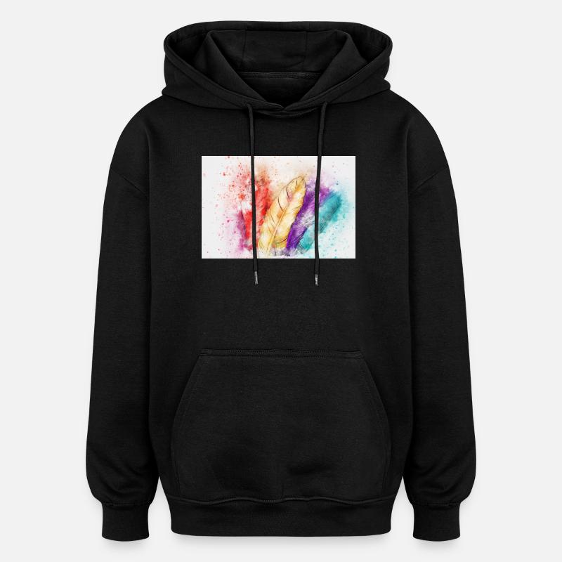 Bunte Federenkunst - Oversized Unisex Hoodie - Schwarz
