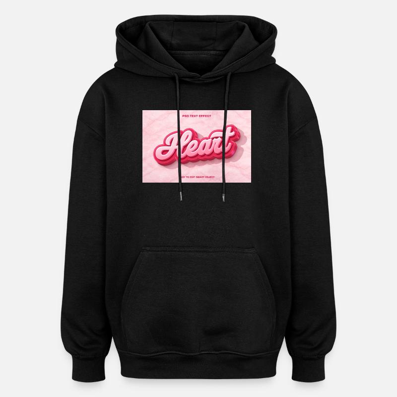 Herz 3D Schrift Pink - Oversized Unisex Hoodie - Schwarz